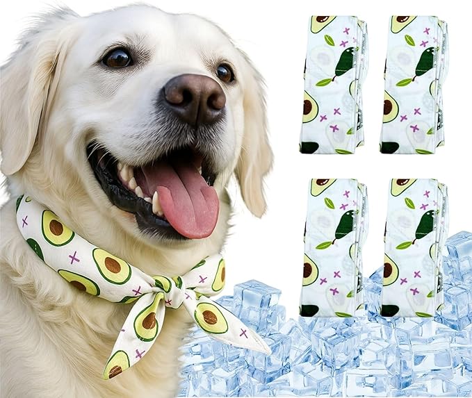 4pcs Cooling Scarf for Pets,Summer Cooling Scarves Keep Cats and Dogs Cool, Reused,Rrecycled,Suitable for Dogs (4pcs-Avocado)
