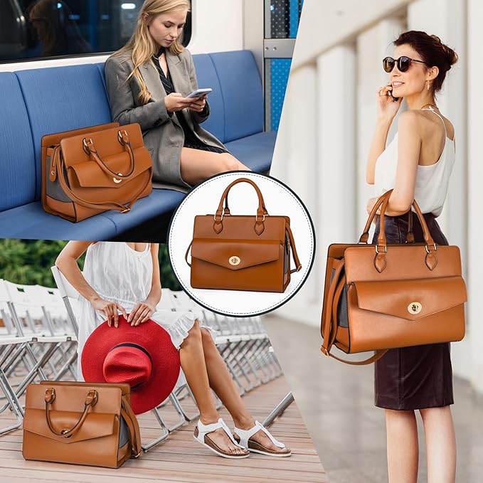 Stylish Pet Carrier Purse Leather Bag for Small Dogs Cats Puppy,Airline Approved Soft-Sided Carriers