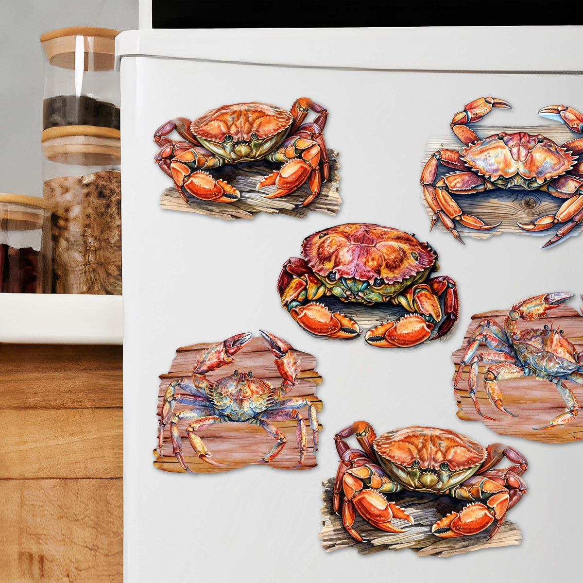 Crabs of the Wild Decorative Eco Wood Magnets Set of 6 by G. Debrekht - Wildlife Decor - 8090121G-S6