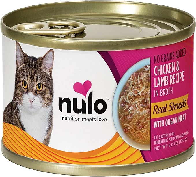 Nulo Real Shreds with Organ Meat Wet Canned Cat Food, Chicken & Lamb, 6.0 Ounce, 8 Cans