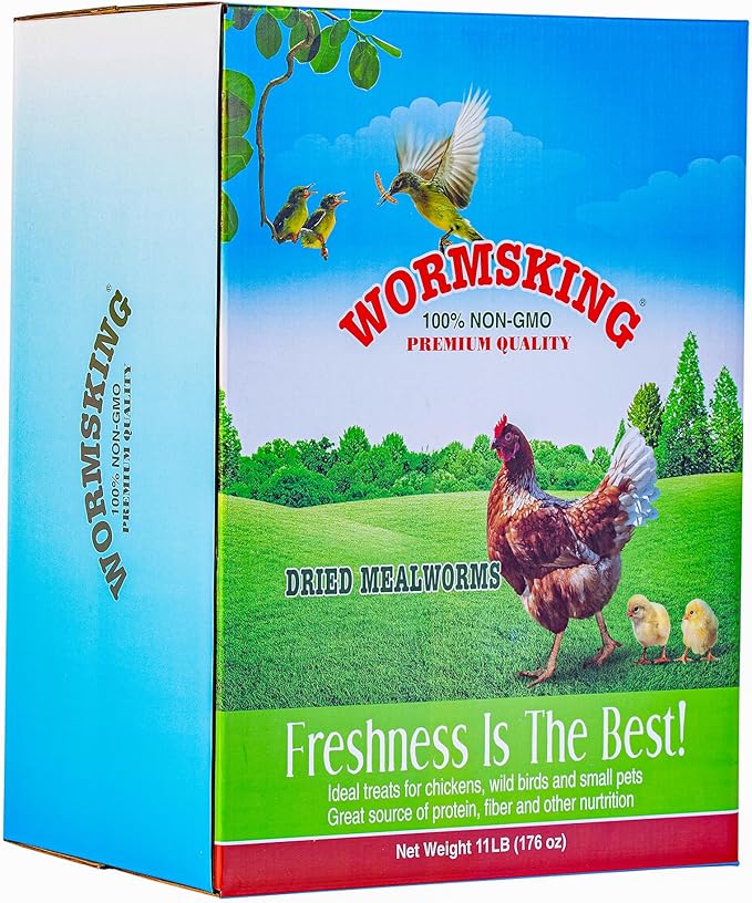 11 LBS Dried Mealworms, Non GMO, High Protein Treat for Chicken, Duck, Birds, Reptile, Hamster,Hedgehog