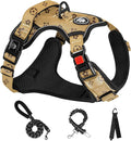 NESTROAD No Pull Dog Harness,Adjustable Oxford Dog Vest Harness with Leash,Reflective No-Choke Pet Harness with Easy Control Soft Handle for Small Dogs(Small,Light Brown)
