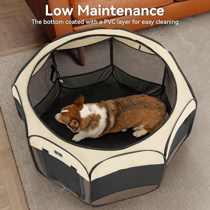A 4 Pet PortablePet Playpen for Small Dogs, 27" Foldable Small Playpens for Puppy/Cat/Rabbit/Chick, Indoor Cat Playpen with Removable Zipper & Mesh Panel(11”W × 7.5”H)