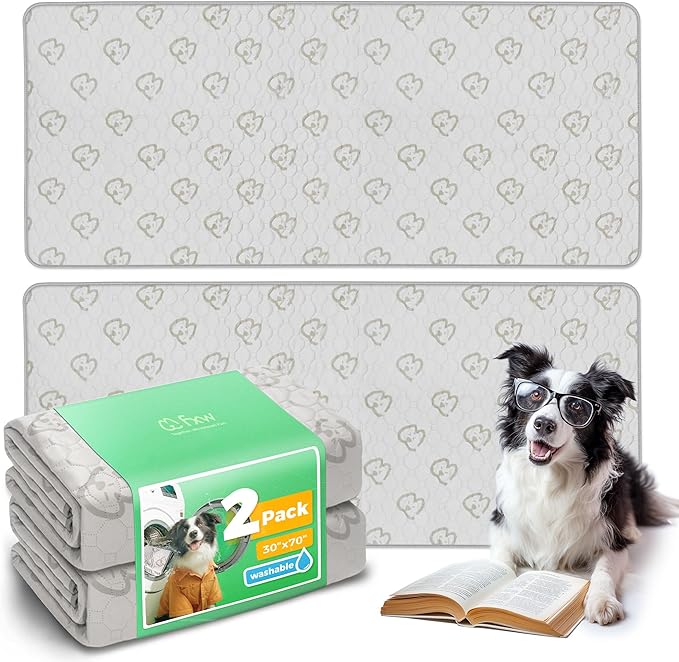 FXW Washable Pee Pads for Dogs, Puppy Pads with Super Absorbent, Specifically Designed for Potty Training, 70" × 30" Rectangle, Khaki, 2 Packs