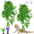 Hamiledyi Reptile Plants, 2 Pack Hanging Terrarium Plants Vines, Fake Amphibian Plants, Artificial Leaves Habitat Decorations with Suction Cup for Bearded Dragon Lizard Geckos Chameleon