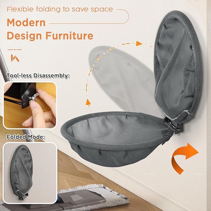 Cat Hammock Wall Mounted, Foldable & Stable Cat Beds- Breathable Cat Wall Shelves for Sleeping, Playing, Climbing, and Lounging - Maximum Hold Up to 30lb (Gray)