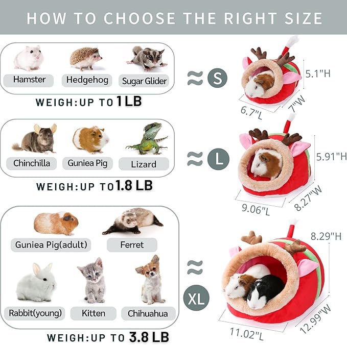 JanYoo Guinea Pig Rabbit Ferret Bed Hide Huts Removable Cushion for Rat Accessories Toys