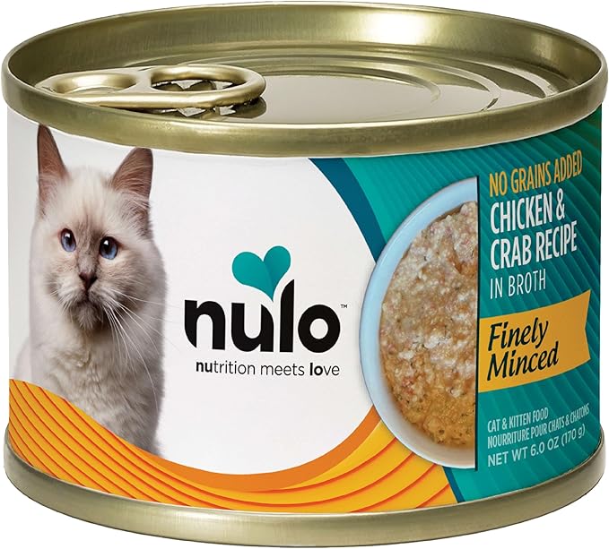 Nulo Finely Minced Chicken & Crab Flavor Wet Canned Cat Food, 6.0 Ounce (Pack of 8)