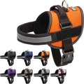 Dogline Dog Harness, Reflective No-Pull Adjustable Vest with Handle for Walking, Training, Breathable, No - Choke Harness for Small, Medium or Large Dogs Room for Patches Girth 27 to 34 in Orange