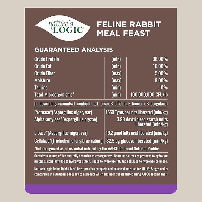 Nature's Logic Rabbit Dry Cat Food (1 Pack), 15.4 lb