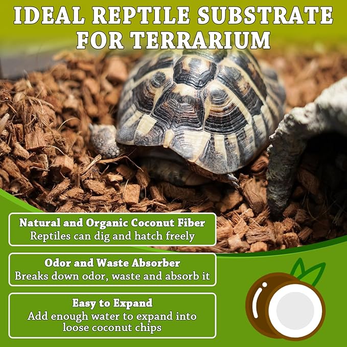 ZeeDix 6PCS Natural Coconut Chips Substrate for Reptiles, Coconut Fiber Husk Reptiles Bedding, Compressed Coco Chips Substrate for Ball Python, Snakes, Tortoise, Hermit Crab, Frogs, Lizard, Tarantula