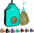 Majestic Ally 1200 D Hay Feeder Tote Bag for Horses, Sheep with Reflective Trim- Reduces Waste - Comes with 36” Hay Net. (Turquoise)