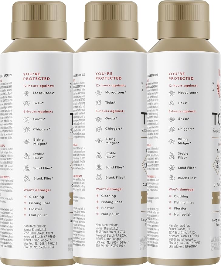 Fragrance Free Insect Repellent, 12-Hour Mosquito & Tick Protection, Picaridin-Based, Water-Based, Lightweight, Quick-Drying, DEET Alternative, Face & Body Use, 3 Pack