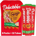 Hartz Delectables Squeeze Up Interactive Lickable Wet Cat Treats for Adult & Senior Cats, Chicken & Veggies, 4 Count (Pack of 8)