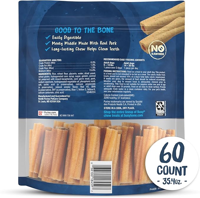 Purina Busy Bone Adult Toy Breed Dog Chew Bone Treats, Tiny - 60 ct. Pouch