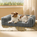 Bedsure Orthopedic Dog Bed for Medium Dogs, Waterproof Memory Foam Medium Pet Beds with Sides, Non-Slip Bottom and Egg-Crate Foam Dog Couch Sofa with Washable Removable Corduroy Cover, Grey