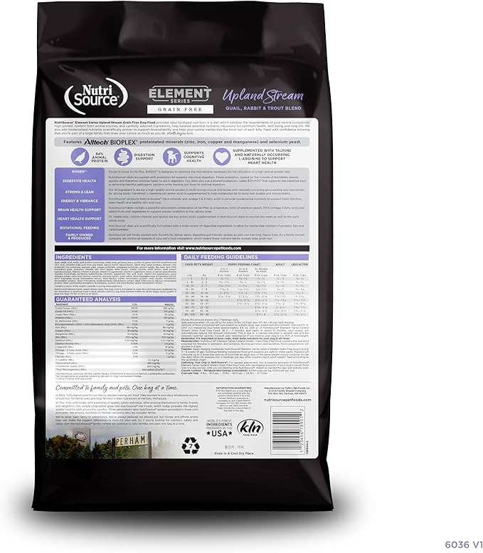 NutriSource Element Series Upland Stream Dry Dog Food, Quail, Rabbit & Trout, 4LB