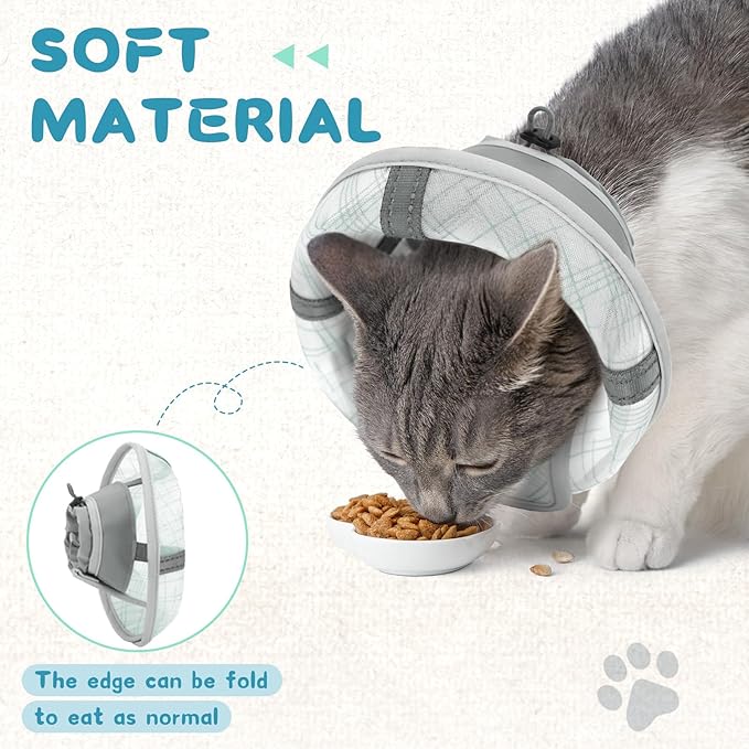Supet Cat Cone Collar Soft to Stop Licking and Scratching, Breathable Comfortable Mesh Recovery Cone for Cats and Small Dogs After Surgery Neuter, Spay, Lightweight E Cone Collar Alternative (L)