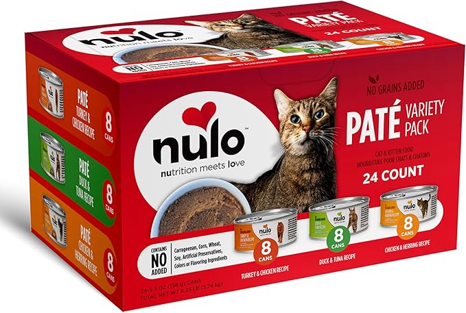 Nulo Variety Flavors Pate Wet Canned Cat Food, 5.5 Ounce (Pack of 24)
