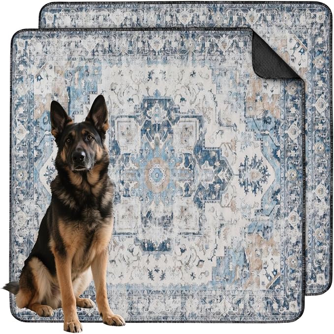 Washable Pee Pads for Dogs 2 Pack, Absorbent Reusable Puppy Pads Waterproof, Leakproof & Non-Slip Whelping Pad, Potty Training Pads for Dogs Playpen Mat 48x48
