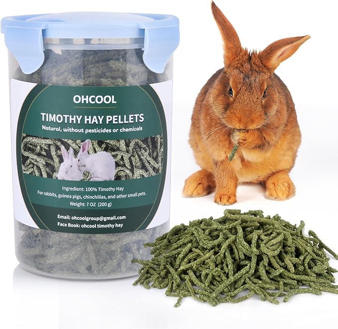 Timothy Hay Pellets 7oz - 100% Timothy Premium Nutrition Pellet for Tortoise, Rabbits 7 oz