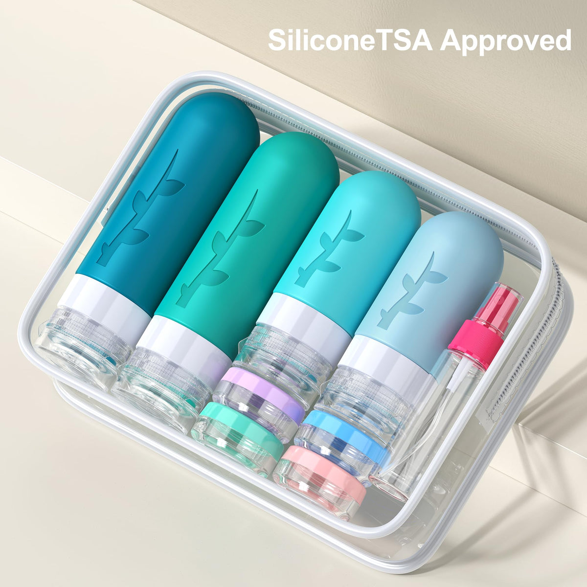 18pack Travel Bottles for Toiletries,TSA Approved Silicone Travel Containers for Toiletries,Leak Proof Refillable Liqus Shampoo And Conditioner travel Essentials toiletry Bottles