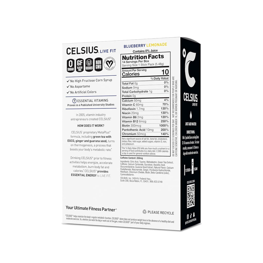 CELSIUS® On-The-Go Powder Sticks Dragonfruit Lime, Essential Energy 2.8 Oz