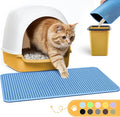 Cat Litter Mat - 23.2'' x 14.6'' Small Litter Trapping Mat, Easy to Clean Litter Box Mat, Waterproof, Urine-Proof, Non-Slip Kitty Litter Mats for Floor, Blue