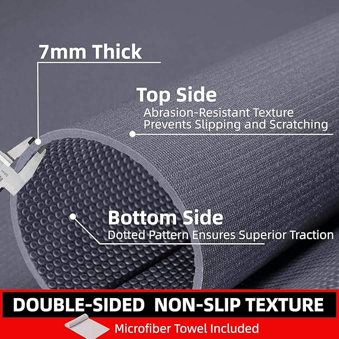 Large Exercise Mat for Home Workout,12‘x6’/10'x6'/9'x6'/8'x6'/7'x5'/6'x4' (7mm) Extra Thick Workout Mat, High-Density Gym Mat for Cardio, Jump Rope, MMA, Weights (Shoe-Friendly)