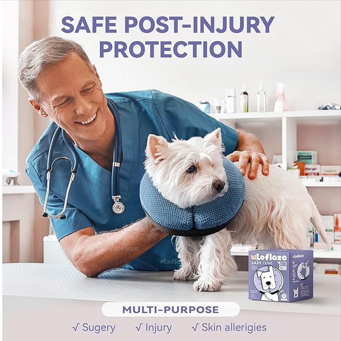 Inflatable Dog Cone Collar - Dog Neck Donut Cone Collar Alternative After Surgery - Soft Cone for Large Medium Small Dogs Cats - Alternative Recovery E Collar (Blue, XL)