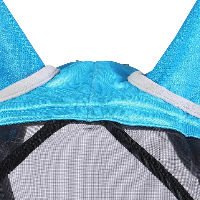 Harrison Howard CareMaster Pro Luminous Horse Fly Mask Large Eye Space Standard with Ears UV Protection for Horse Sky Blue M Cob