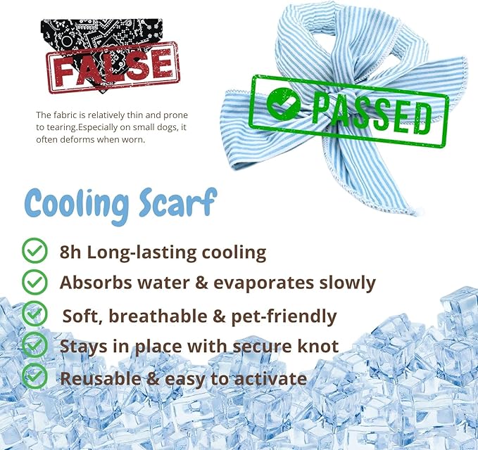 4pcs Cooling Scarf for Pets,Summer Cooling Scarves Keep Cats and Dogs Cool, Reused,Rrecycled,Suitable for Dogs (4pcs-Blue Stripe)