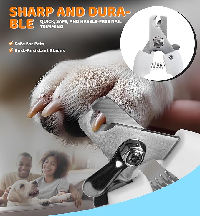 Pet Nail Clippers and Trimmers for Dogs and Cats, Professional Grooming Tool with Safety Guard, Sharp Blades, Free Nail File, Avoid Overcutting, Suitable for Small and Large Pets (Pink)