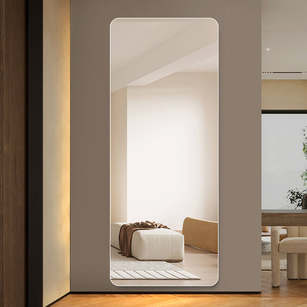 Full Body Round Corner Mirror For Living Room Bedroom Cloakroom High Quality 5Mm Explosion Proof Glass - Silver / Clear