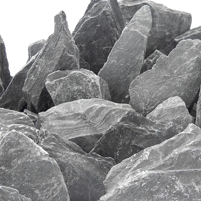 CFKJ [18 Pounds] Natural Slate Stone Rocks, 3 to 5 inch Slate Stone Rocks for Aquascaping, Aquariums, Terrariums, Amphibian Enclosures