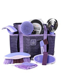 9PCS Horse Grooming Kit Curry Comb Sweat Scraper Horse Bathing Supplies Grooming Tools with Storage Bag Sugar Taro
