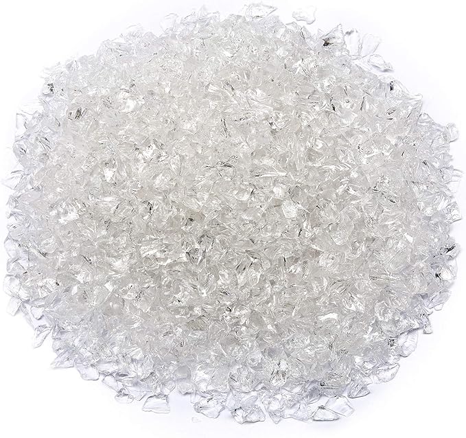 TWINKLING High Luster Crushed Glass Glitter, Broken Glass, Fire Glass Gems Chips for Fire Pit, DIY Resin Art, Epoxy Crafts, Geode Painting, Aquarium Decoration, 6-9mm(370g/13oz.) (Clear/Transparent)