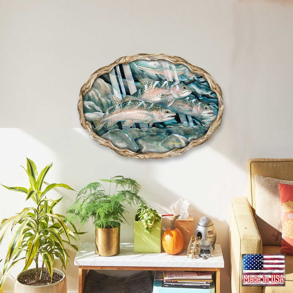 Catch the Rainbow Trout Wildlife Wall Art - J. Bergsma - Wildlife Holiday Decor - 8591674W-JB