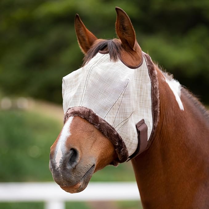 Kensington UV Fly Mask with Fleece Trim - Protective Mask with Dual Ear Opening Size: Small Color: 500-Desert Sand