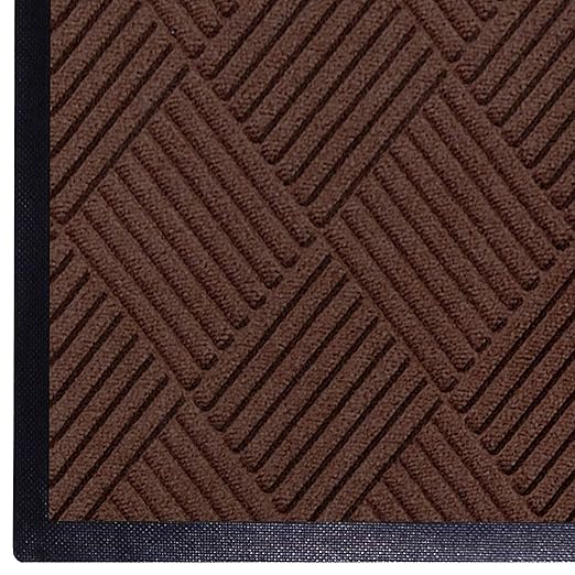 WaterHog Diamond | Commercial-Grade Entrance Mat with Rubber Border – Indoor/Outdoor, Quick Drying, Stain Resistant Door Mat (Dark Brown, 3' x 12')