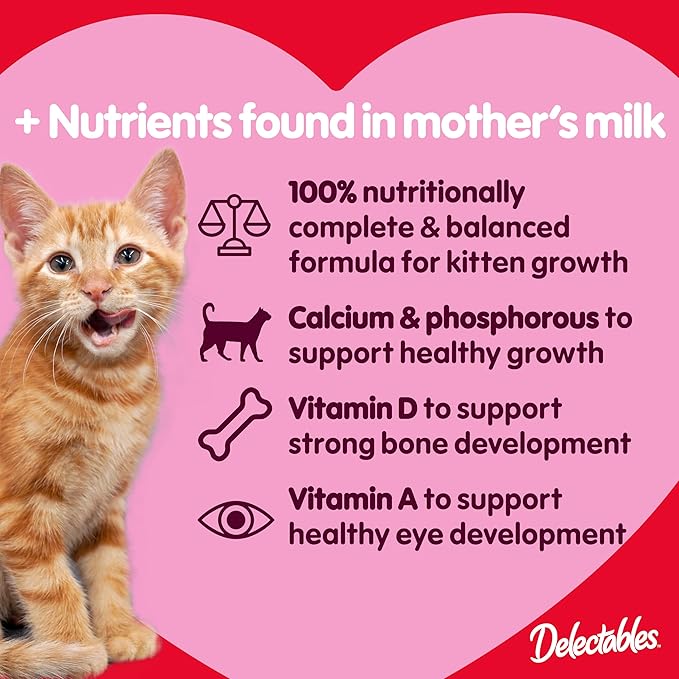 Hartz Delectables Bisque for Kittens, Complete & Balanced Variety Pack Cat Wet Lickable Treats, 12 Count
