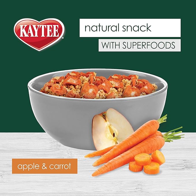 Kaytee Natural Snack with Superfoods for Pet Guinea Pigs, Rabbits, Hamsters, and Other Small Animals, Apple & Carrot, 2.5 Ounces (Pack of 2)