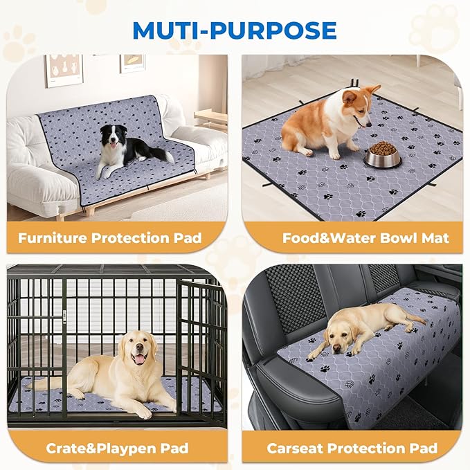 Fostanfly Washable Pee Pads for Dogs, 2 Pack Reusable Super Absorbent Potty Pads, Non-Slip and Leak-Proof 54"x54" for Whelping, Extra Large Potty Training Washable for Puppy