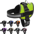 Dogline Dog Harness, Reflective No-Pull Adjustable Vest with Handle for Walking, Training, Breathable, No - Choke Harness for Small, Medium or Large Dogs Room for Patches Girth 22"-28" in Lime Green