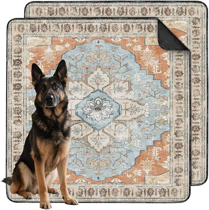 Washable Pee Pads for Dogs 2 Pack, Absorbent Reusable Puppy Pads Waterproof, Leakproof & Non-Slip Whelping Pad, Potty Training Pads for Dogs Playpen Mat 48x48