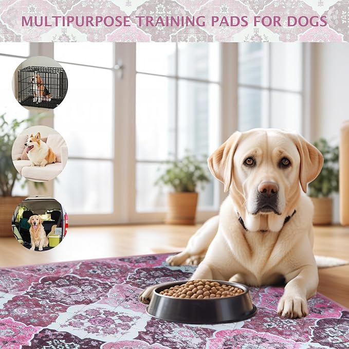 IEUUMLER Washable Pee Pads for Dogs, 2 Pack Reusable Pee Pads for Dogs Non-Slip Grip, Super Absorbent Waterproof Puppy Pads for Potty Training, Playpen, Crate, Whelping Box EU011 Pink, 30x20