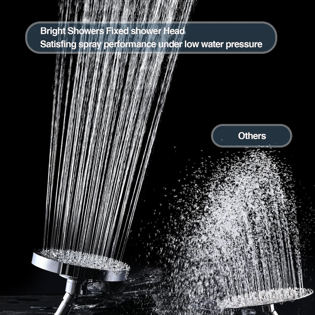 6 Inch Rainfall Shower Head with 2 Spray Settings, Adjustable Angle