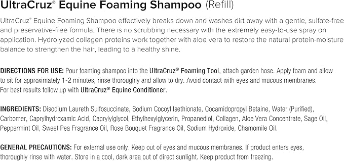 UltraCruz Equine Foaming Horse Shampoo with Travel Applicator, Conditioner and Show Polish Spray Bundle, 32 oz Each