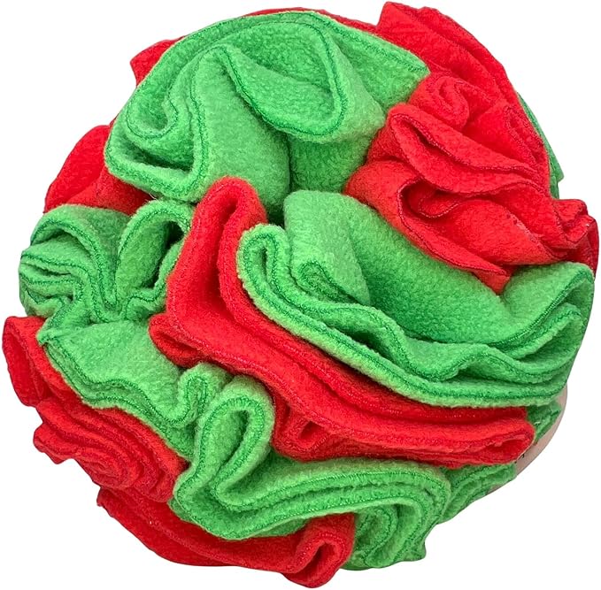 Puppy and Medium Breed Snuffle Interactive Foraging Dog Puzzle Ball Toy Christmas Green and Red Large