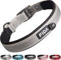 Fida Heavy Duty Dog Collar, Ultra Comfortable Soft Neoprene Padded, Adjustable Reflective Nylon Pet Collar with Durable Metal Belt Buckle for Medium Breeds (M, Grey)